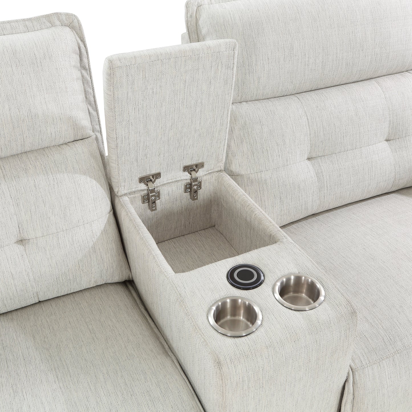 Homelegance Salida Loveseat Power Reclining with Center Console in White 9444HMP-2CNPWH