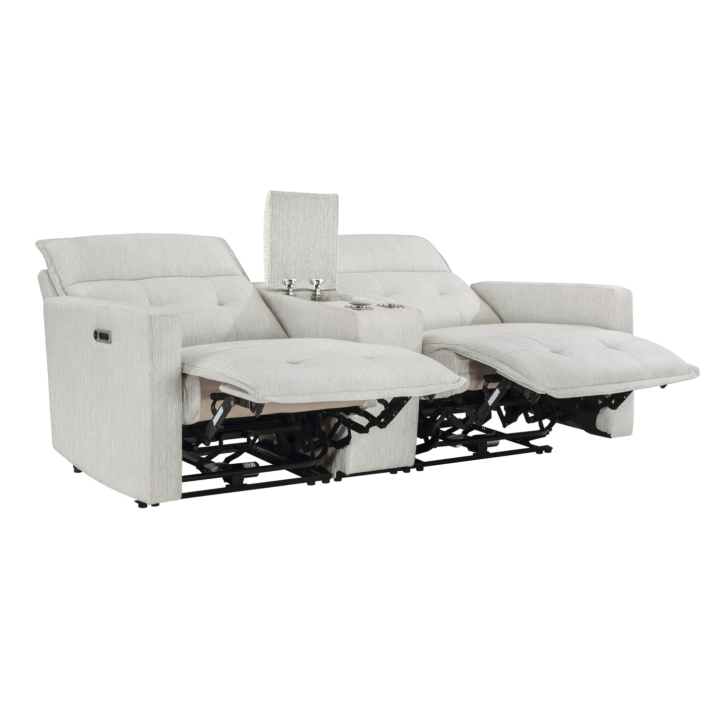 Homelegance Salida Loveseat Power Reclining with Center Console in White 9444HMP-2CNPWH