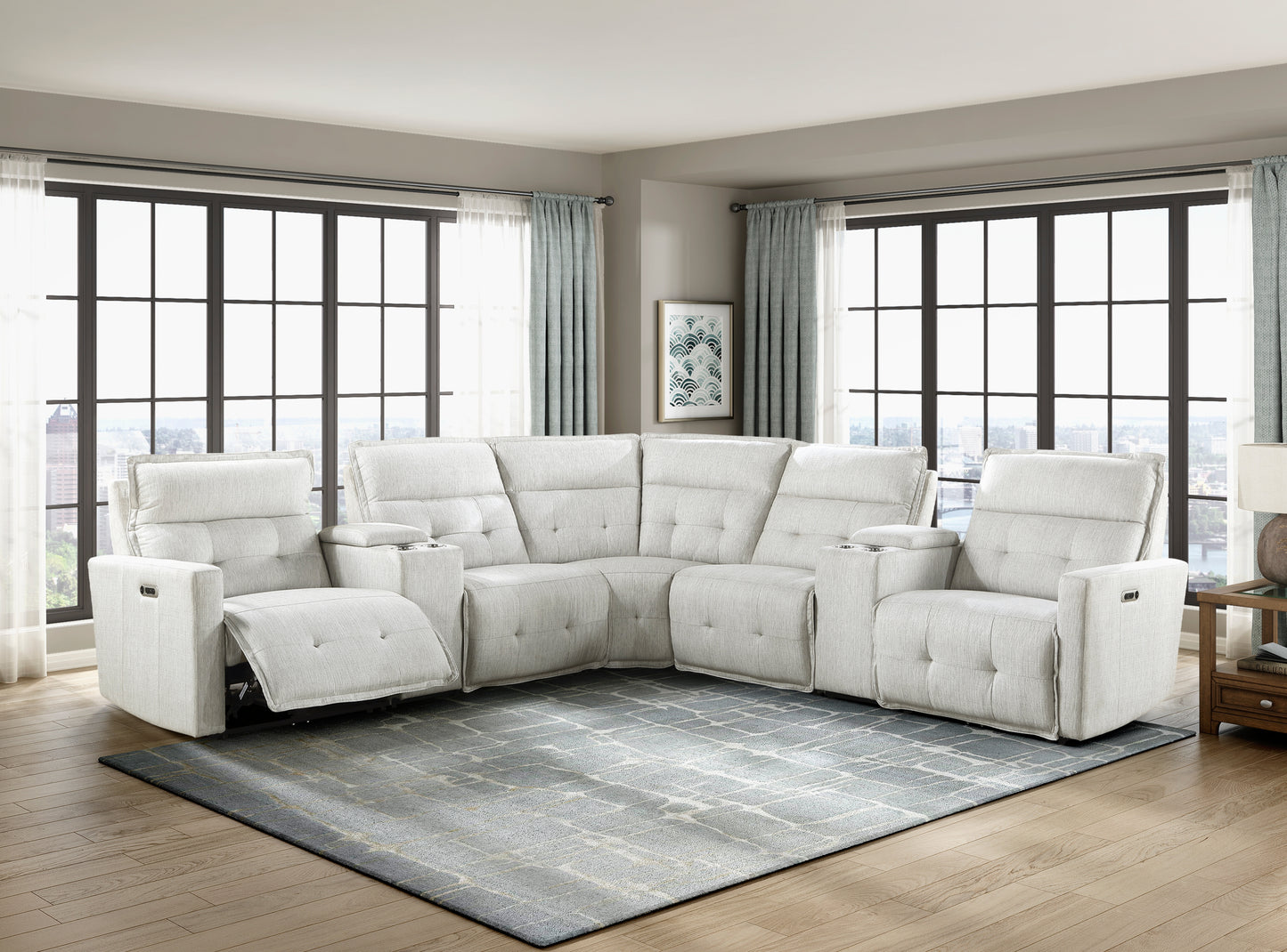 Homelegance Salida Sectional Sofa in White 9444HMP-7SCPWH