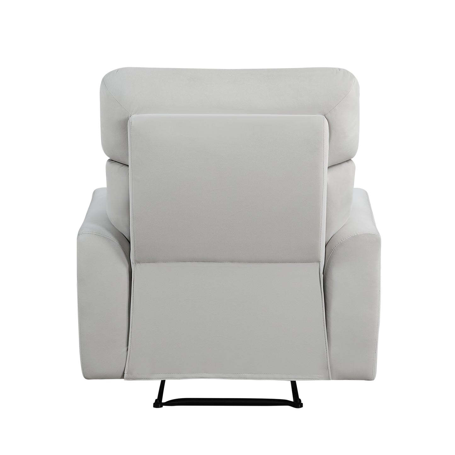 Homelegance Velvet Reclining Chair in Gray with Tab Pull Motion 9450GY-1
