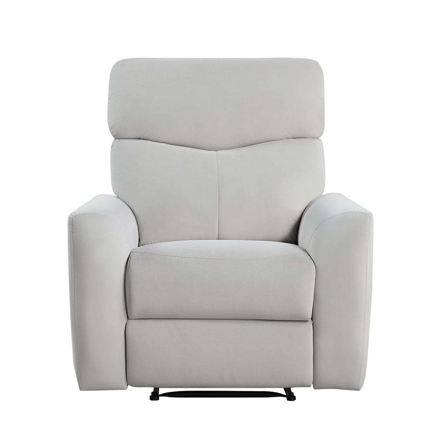 Homelegance Velvet Reclining Chair in Gray with Tab Pull Motion 9450GY-1