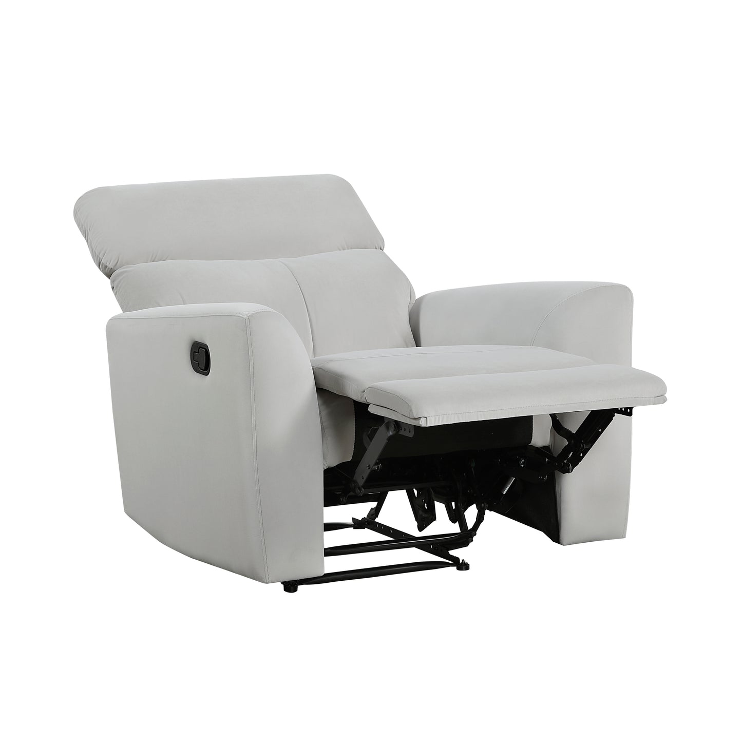 Homelegance Velvet Reclining Chair in Gray with Tab Pull Motion 9450GY-1