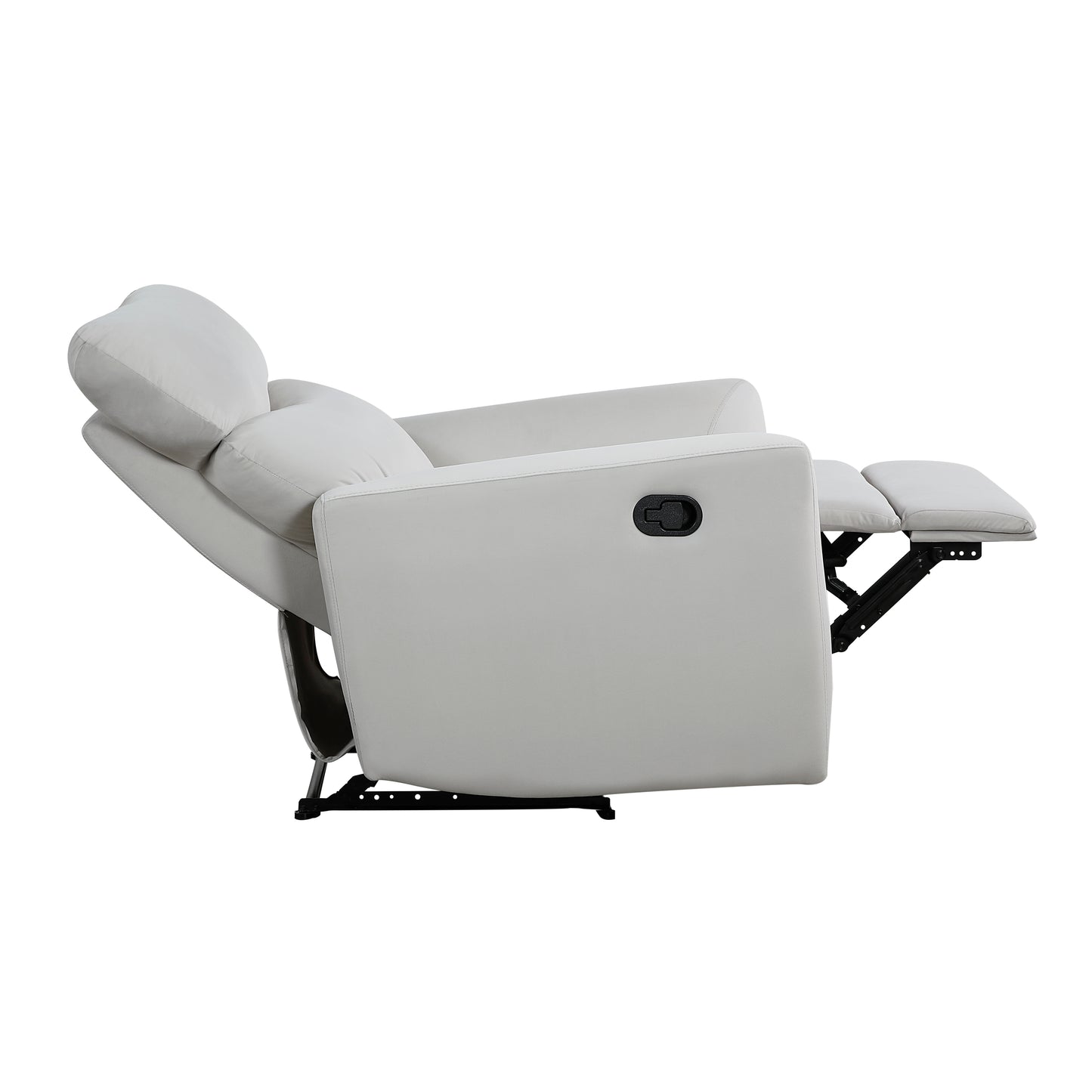 Homelegance Velvet Reclining Chair in Gray with Tab Pull Motion 9450GY-1