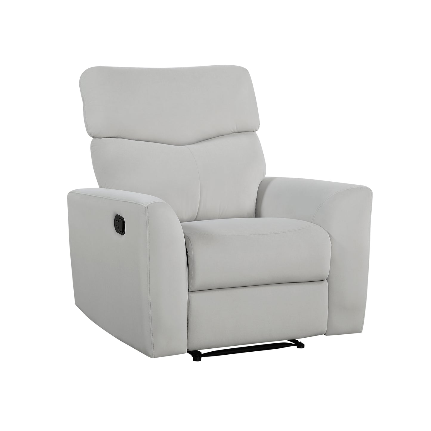 Homelegance Velvet Reclining Chair in Gray with Tab Pull Motion 9450GY-1