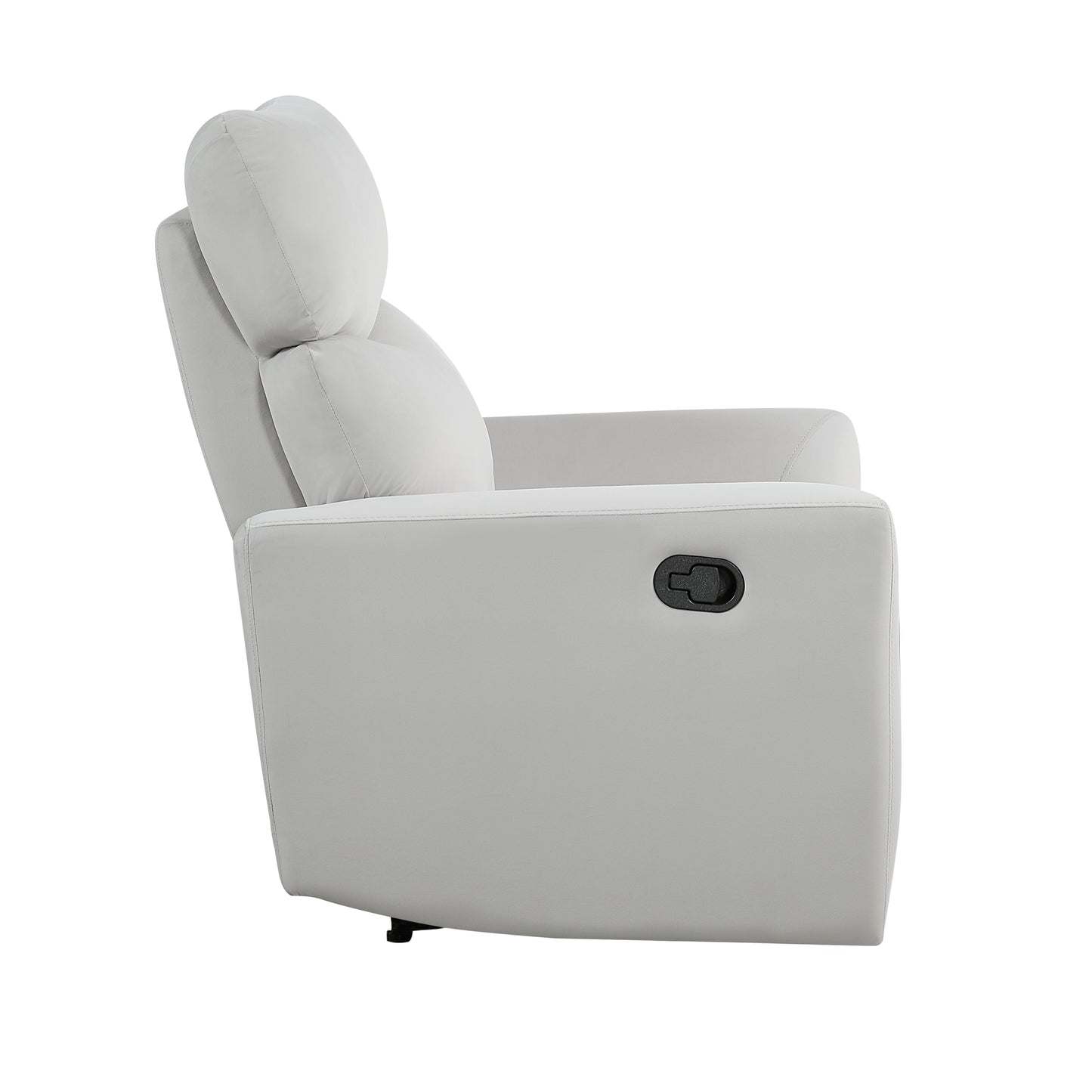 Homelegance Velvet Reclining Chair in Gray with Tab Pull Motion 9450GY-1