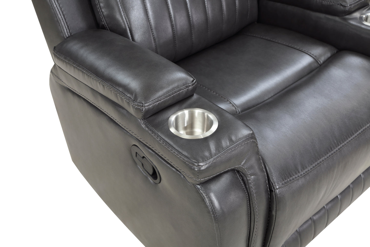 Homelegance Broomfield Glider Recliner Dark Gray Faux Leather 9456DG-1