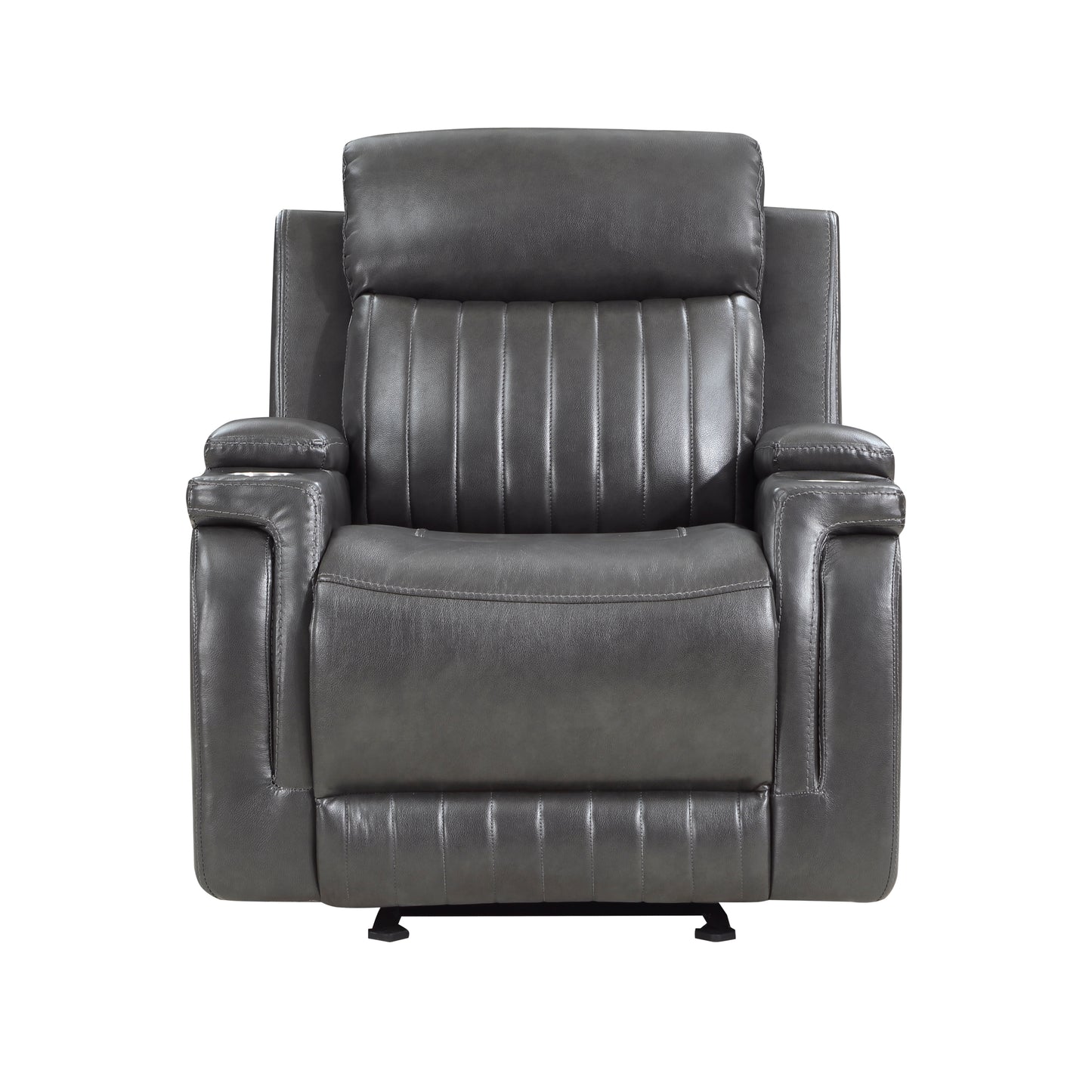 Homelegance Broomfield Glider Recliner Dark Gray Faux Leather 9456DG-1