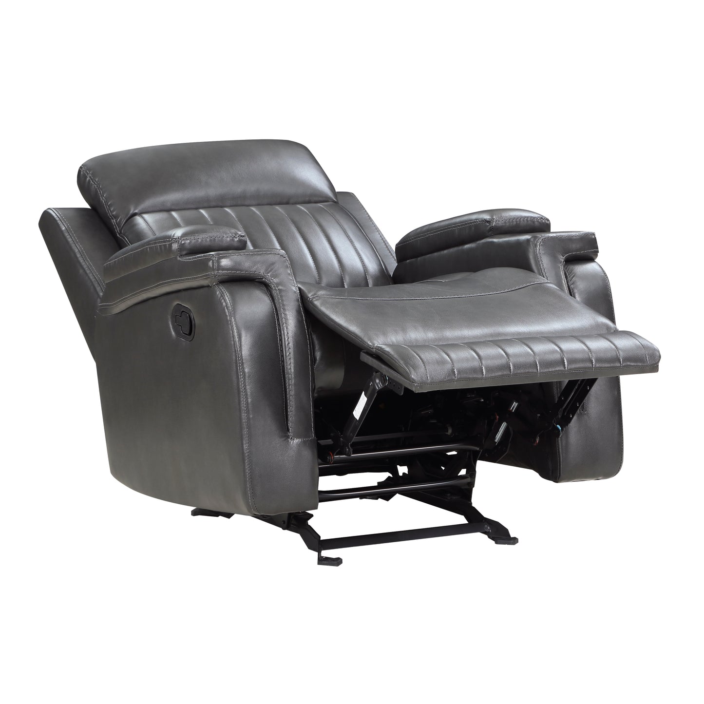 Homelegance Broomfield Glider Recliner Dark Gray Faux Leather 9456DG-1
