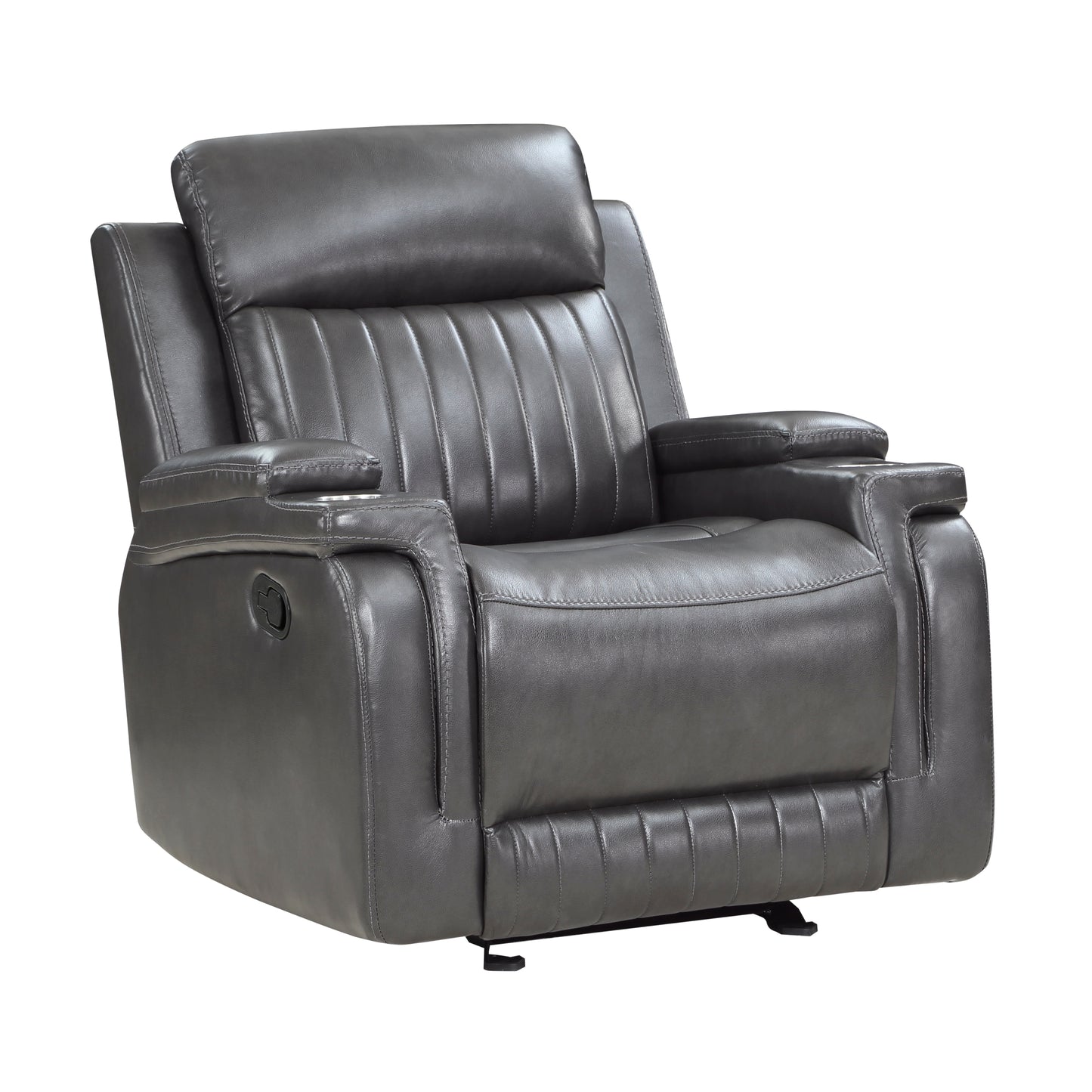Homelegance Broomfield Glider Recliner Dark Gray Faux Leather 9456DG-1