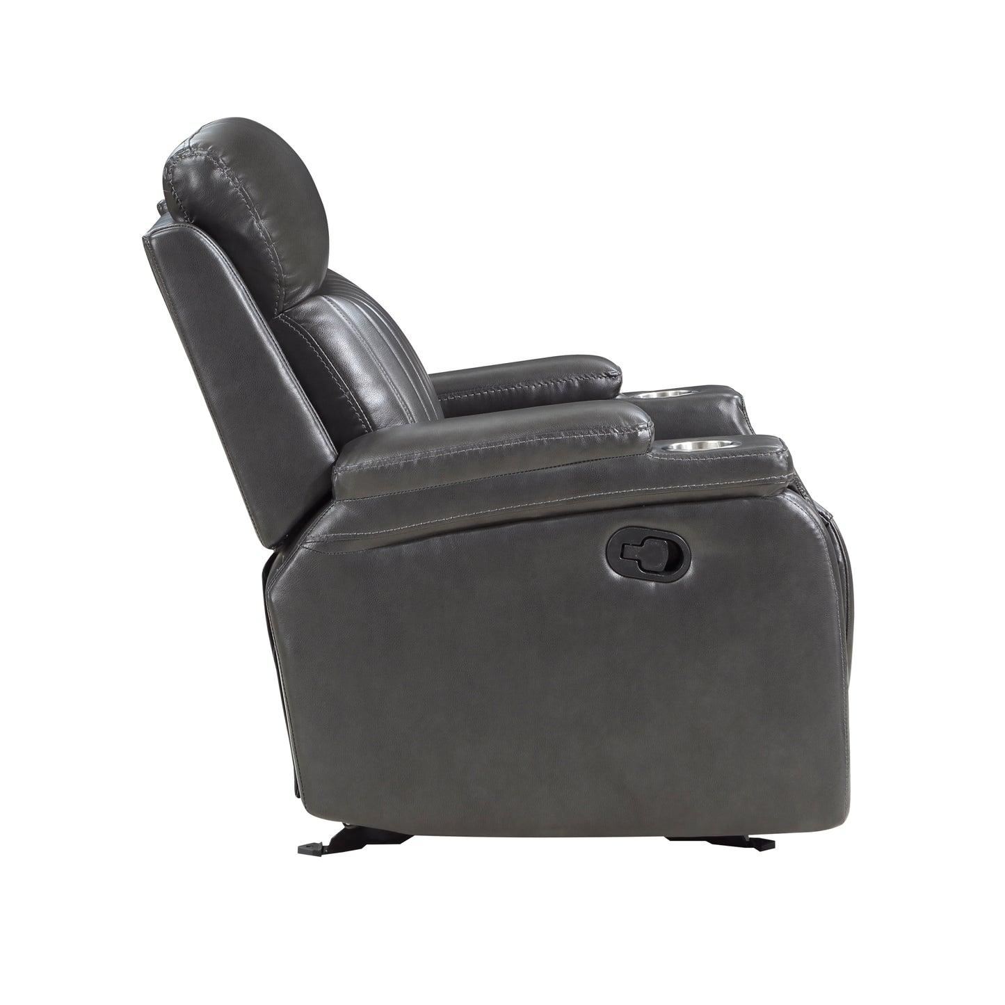 Homelegance Broomfield Glider Recliner Dark Gray Faux Leather 9456DG-1