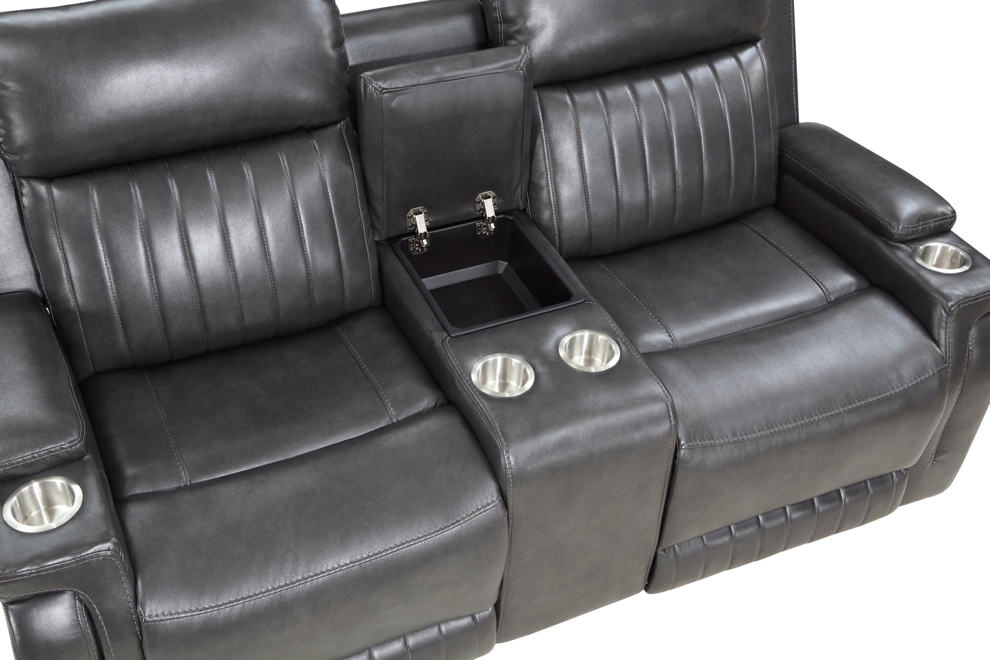 Homelegance Broomfield Loveseat Dark Gray Faux Leather Reclining 9456DG-2