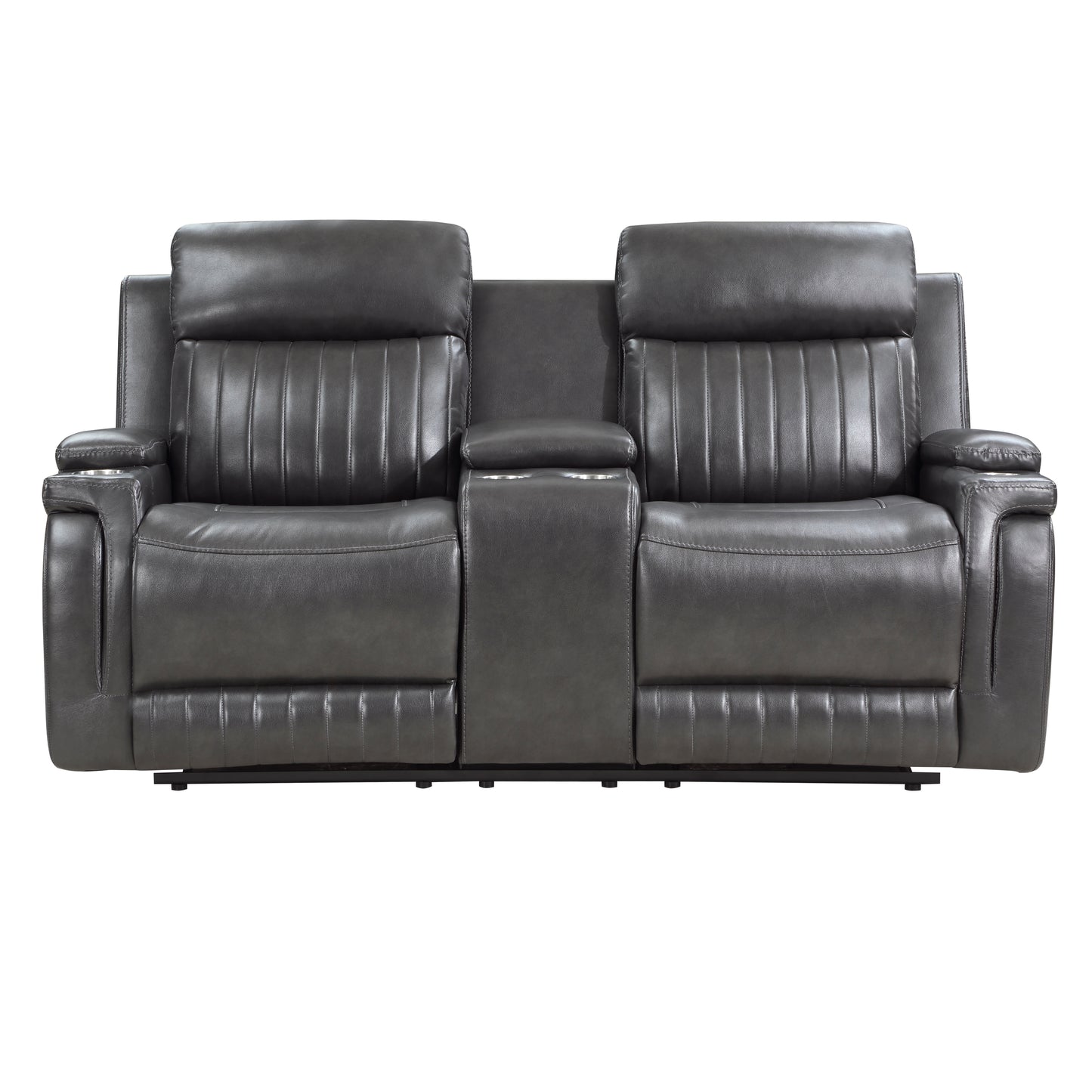 Homelegance Broomfield Loveseat Dark Gray Faux Leather Reclining 9456DG-2
