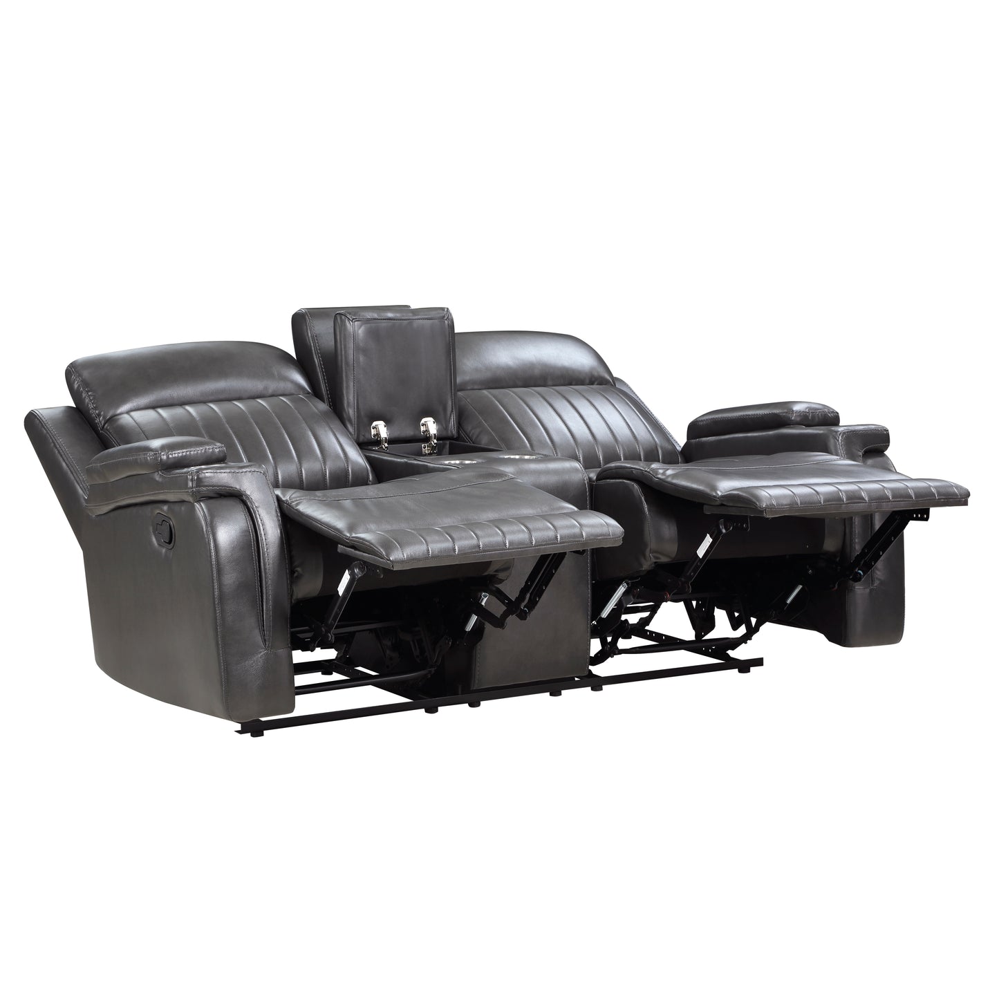 Homelegance Broomfield Loveseat Dark Gray Faux Leather Reclining 9456DG-2
