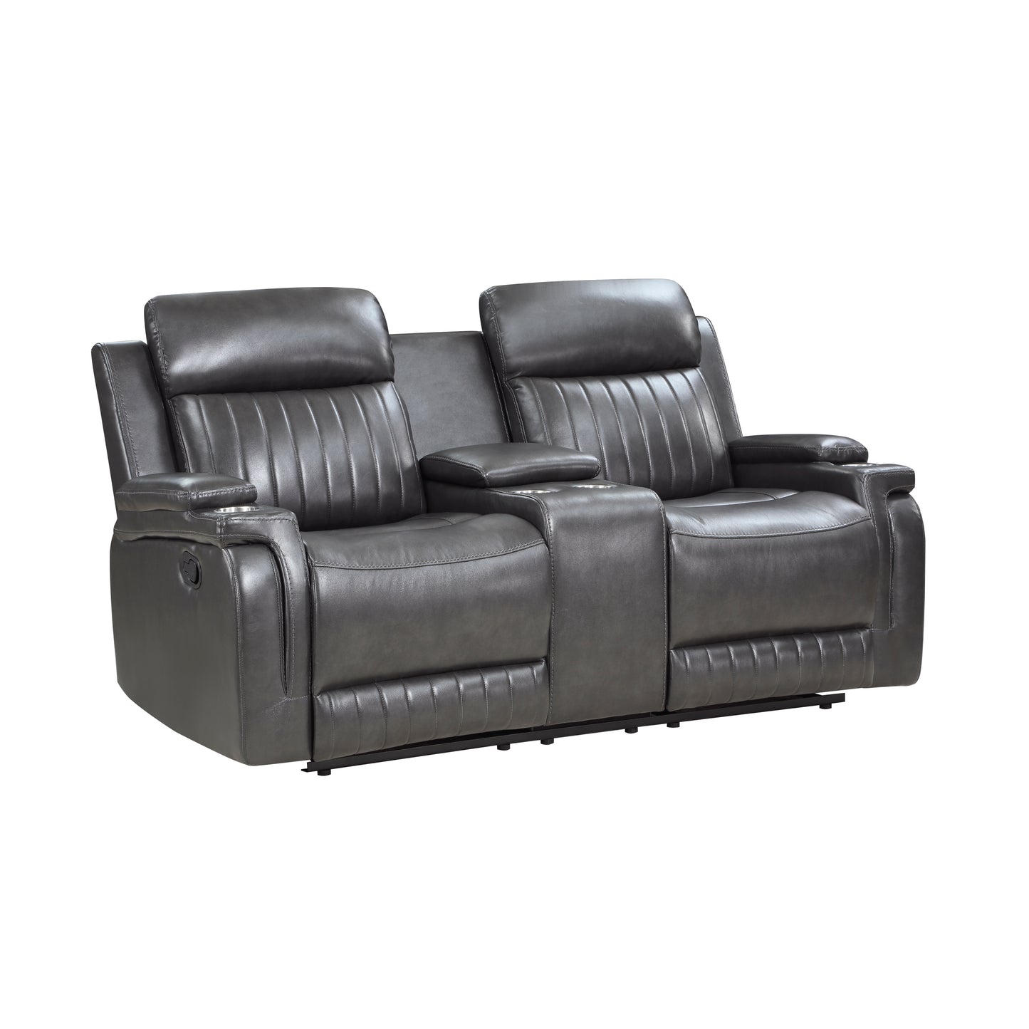 Homelegance Broomfield Loveseat Dark Gray Faux Leather Reclining 9456DG-2