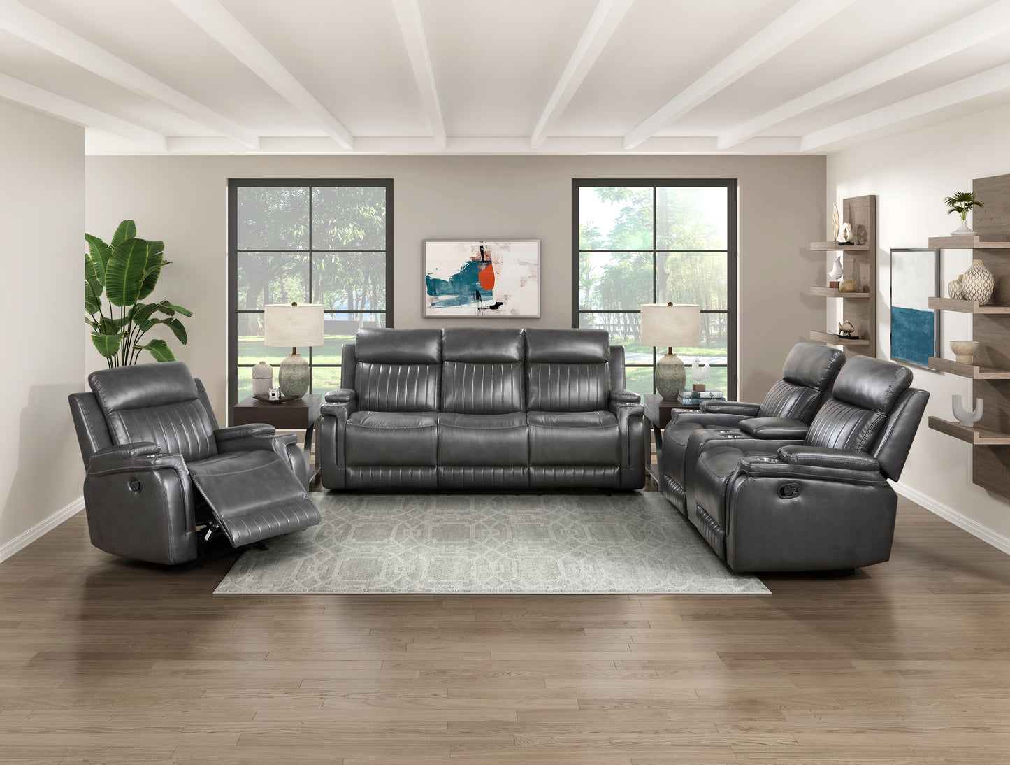 Homelegance Broomfield Glider Recliner Dark Gray Faux Leather 9456DG-1
