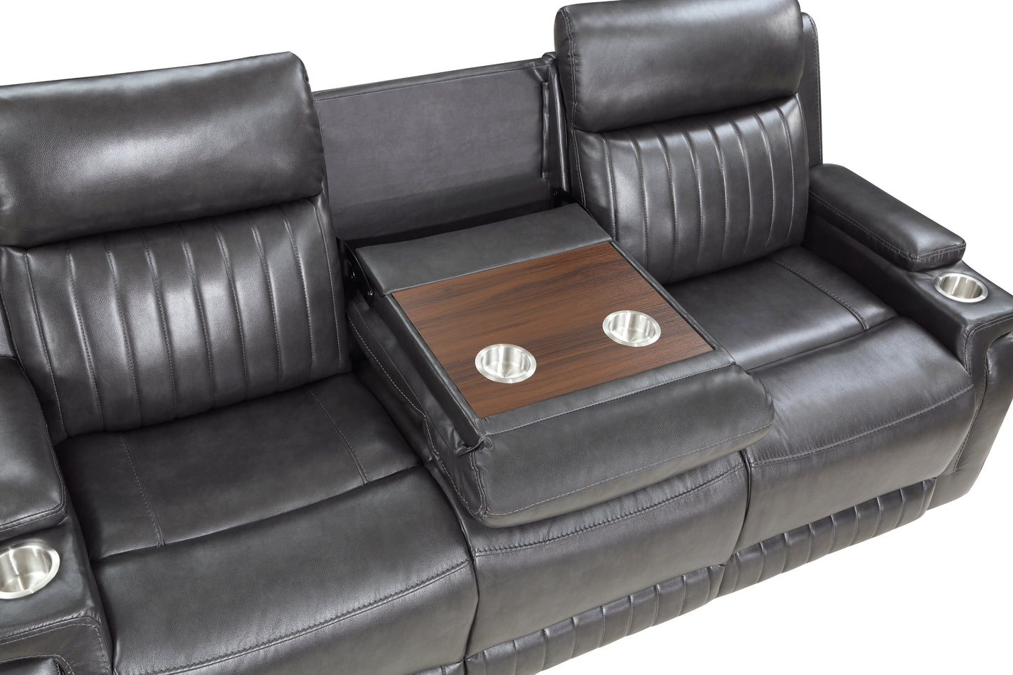 Homelegance Broomfield Gray Faux Leather Dual Reclining Sofa 9456DG-3