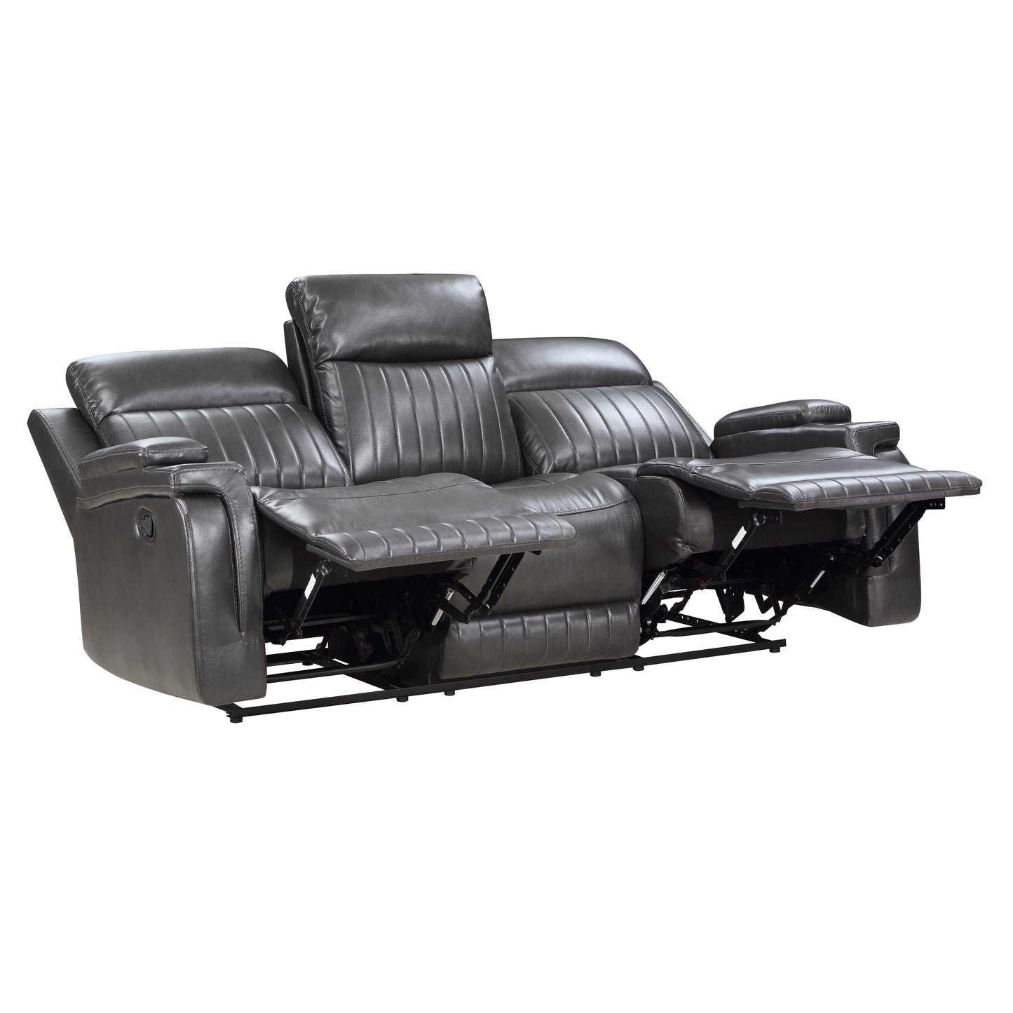 Homelegance Broomfield Gray Faux Leather Dual Reclining Sofa 9456DG-3