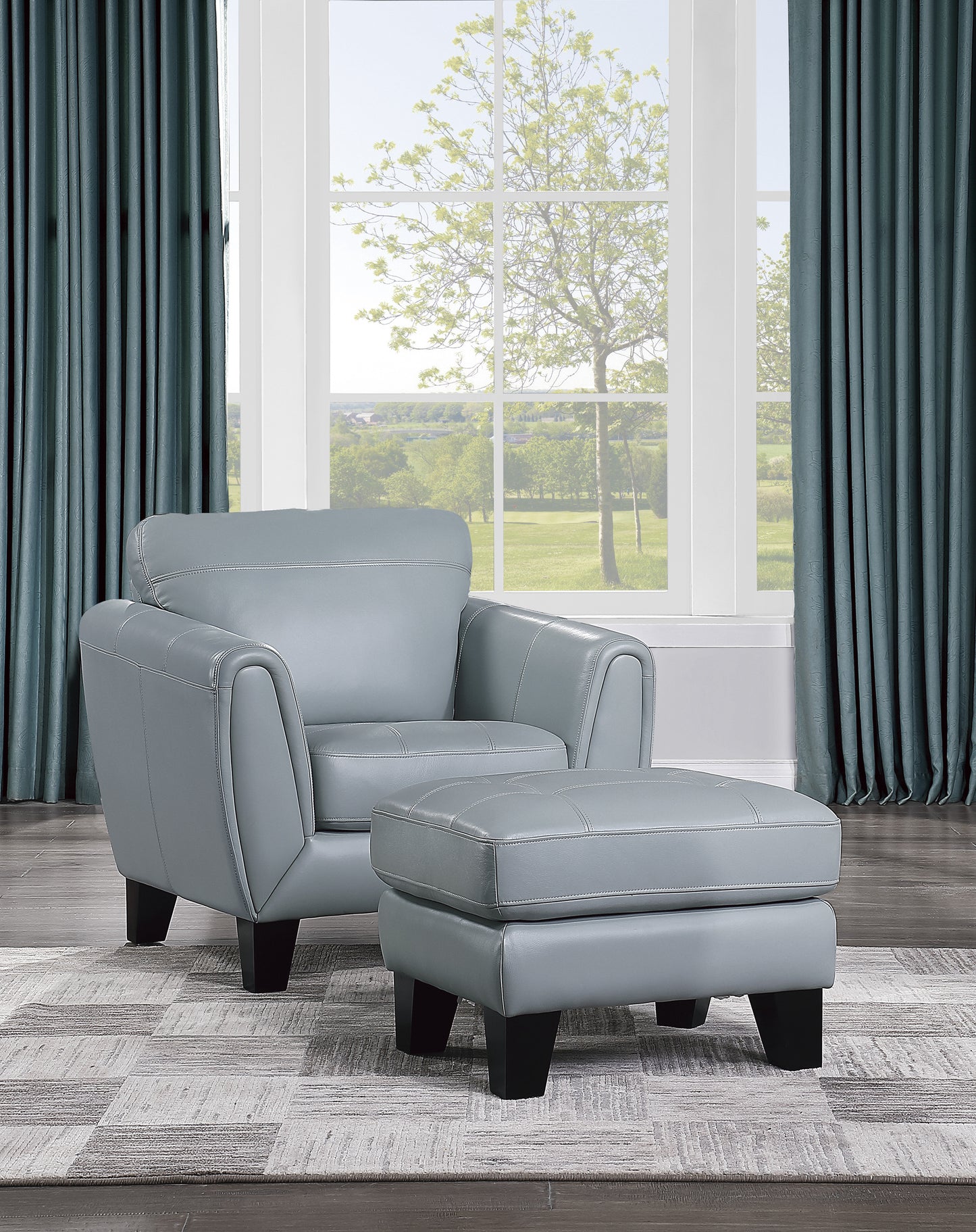 Homelegance Spivey Accent Chair in Aqua Top Grain Leather 9460AQ-1