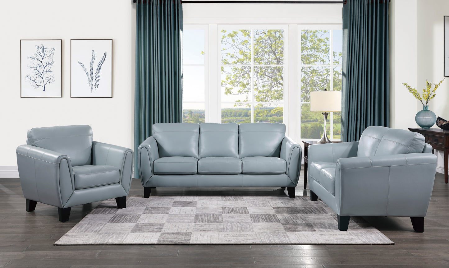 Homelegance Spivey Accent Chair in Aqua Top Grain Leather 9460AQ-1