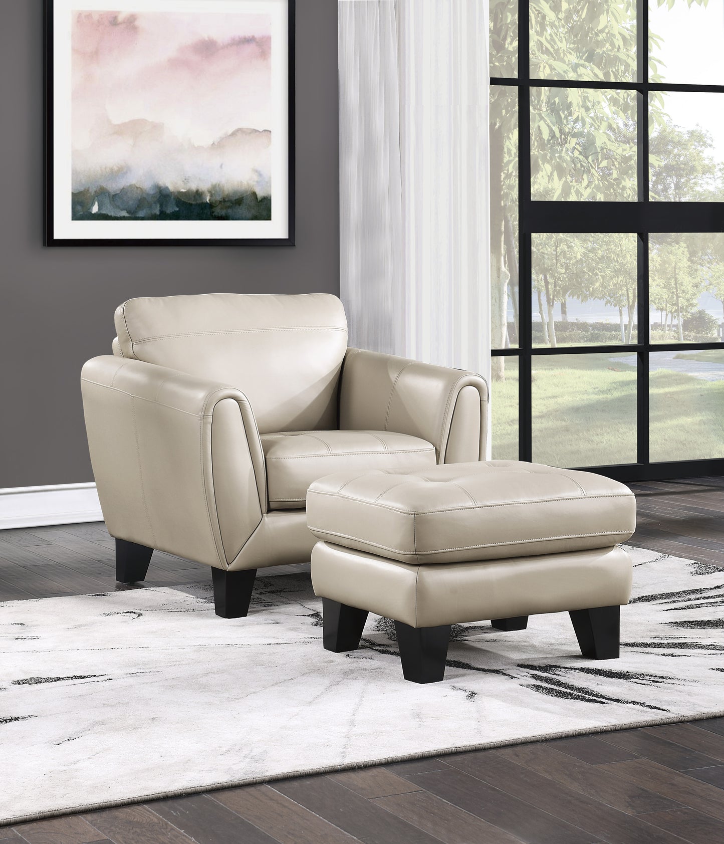 Homelegance Spivey Accent Chair in Beige Top Grain Leather 9460BE-1