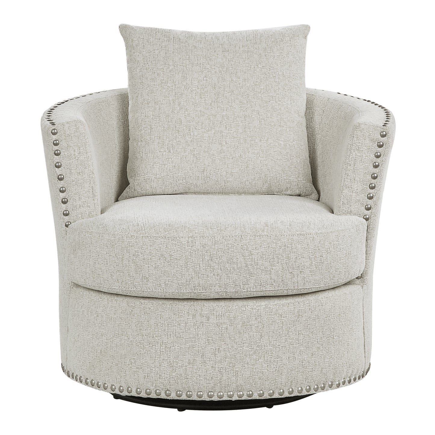 Homelegance Morelia Swivel Chair in Beige Chenille with Nailhead Trim 9468BE-1