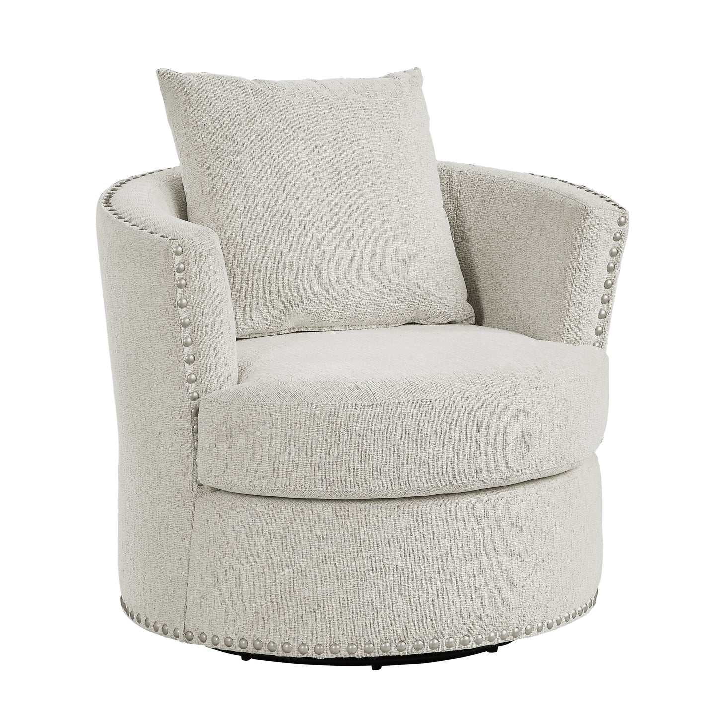 Homelegance Morelia Swivel Chair in Beige Chenille with Nailhead Trim 9468BE-1