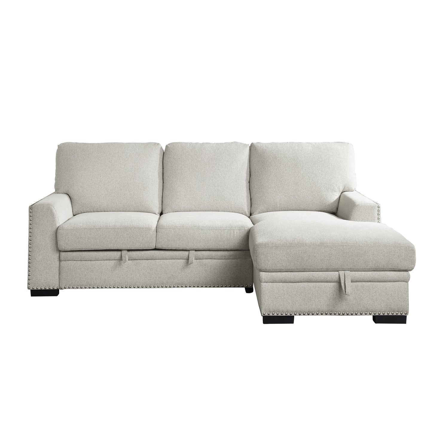 Homelegance Morelia Beige Chenille Sectional Sofa with Pull-Out Bed and Storage 9468BE-2RC2L