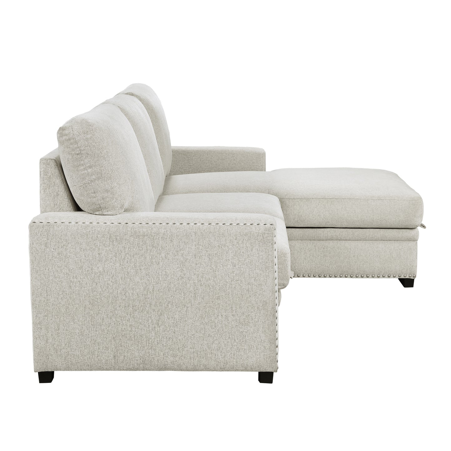 Homelegance Morelia Beige Chenille Sectional Sofa with Pull-Out Bed and Storage 9468BE-2RC2L