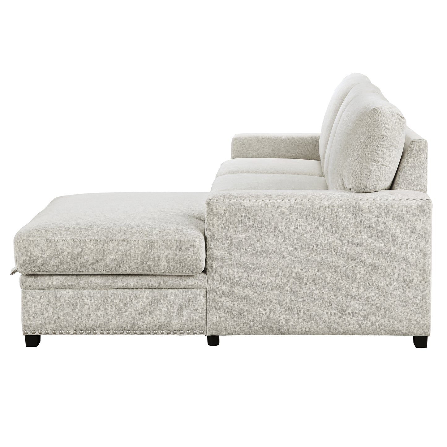 Homelegance Morelia Beige Chenille Sectional Sofa with Pull-Out Bed and Storage 9468BE-2RC2L