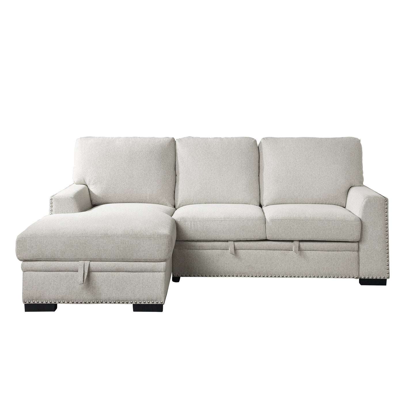 Homelegance Morelia Sectional Sofa Soft Beige with Pull-Out Bed and Storage 9468BE-2LC2R