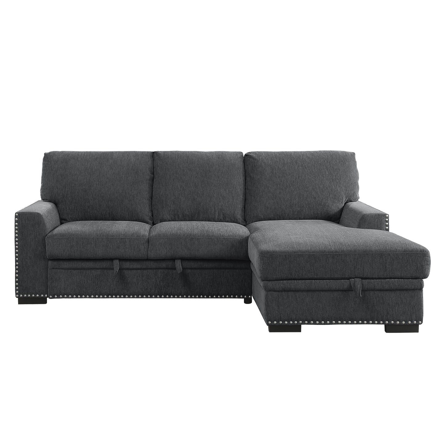 Homelegance Morelia Charcoal Sectional Sofa with Pull-Out Bed and Storage 9468CC-2RC2L