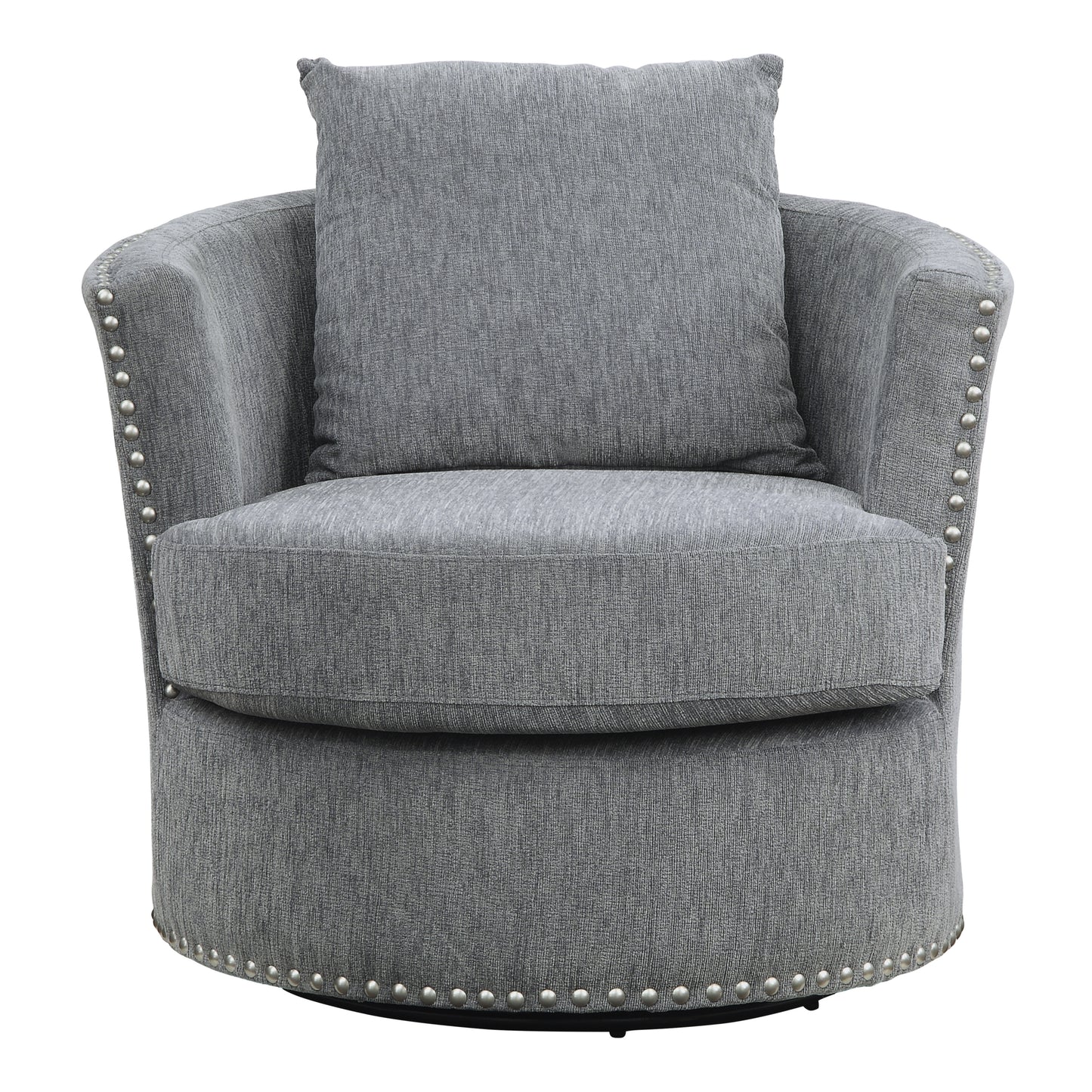Homelegance Morelia Swivel Accent Chair in Gray Chenille with Nailhead Trim 9468DG-1