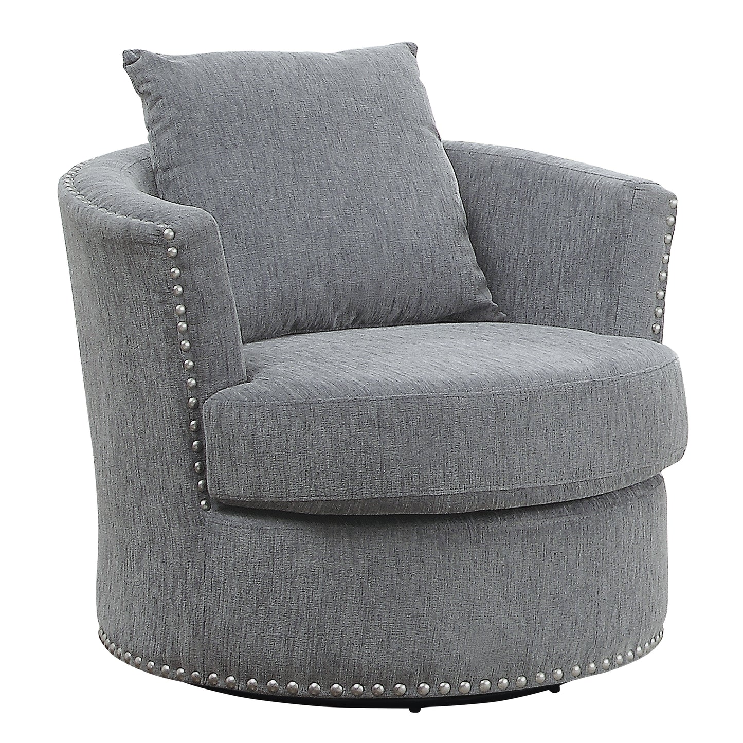 Homelegance Morelia Swivel Accent Chair in Gray Chenille with Nailhead Trim 9468DG-1