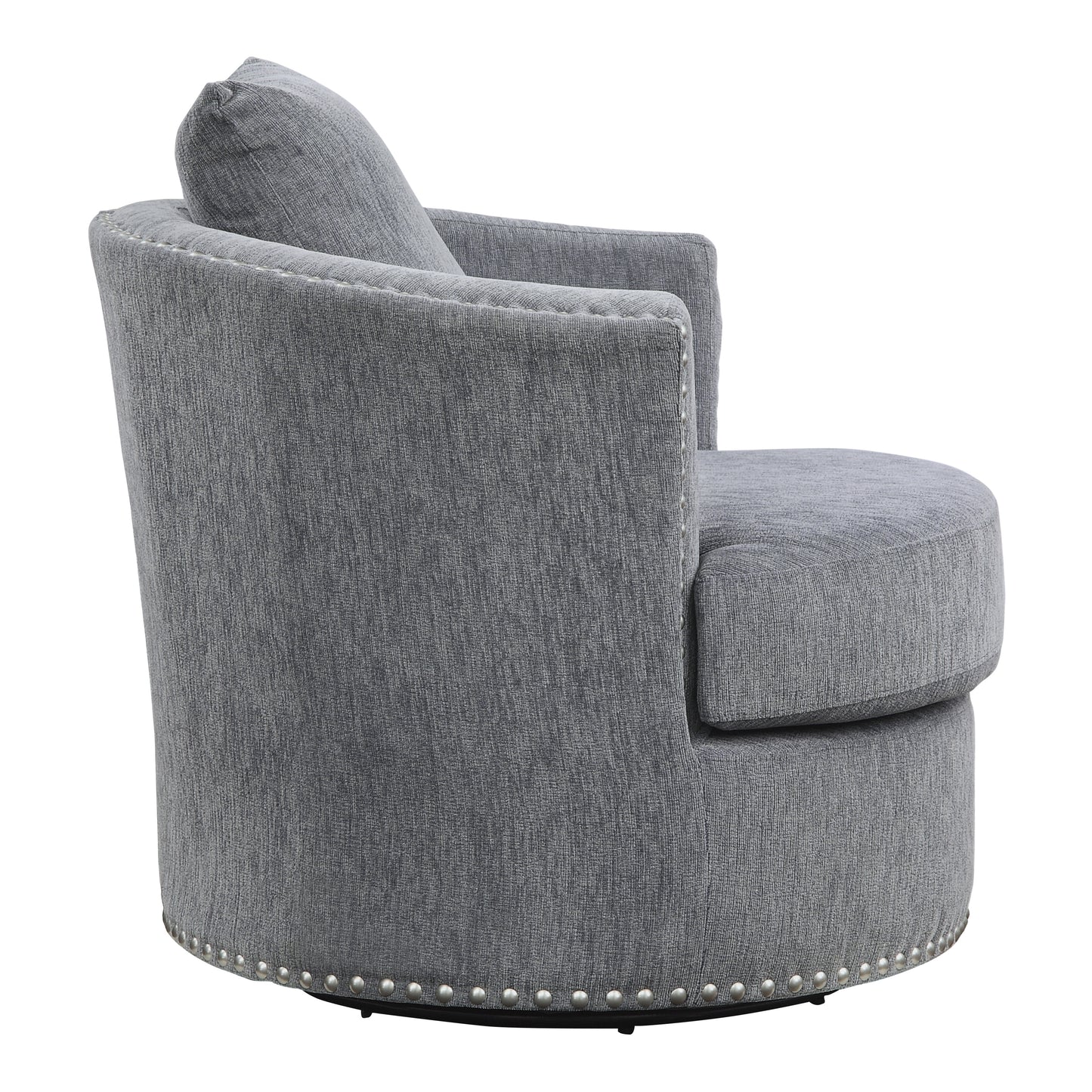 Homelegance Morelia Swivel Accent Chair in Gray Chenille with Nailhead Trim 9468DG-1