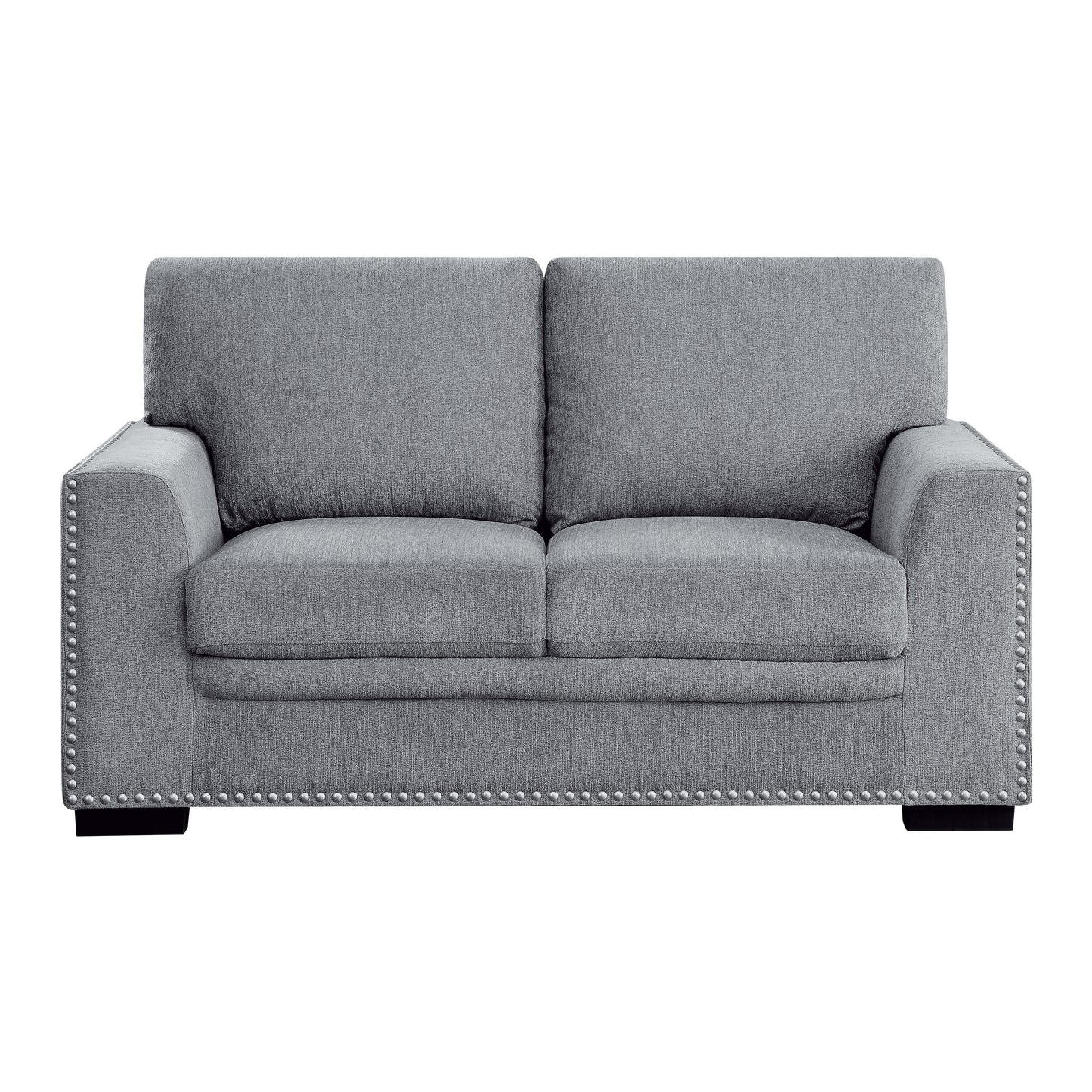 Homelegance Morelia Loveseat in Gray Chenille with Nailhead Trim 9468DG-2