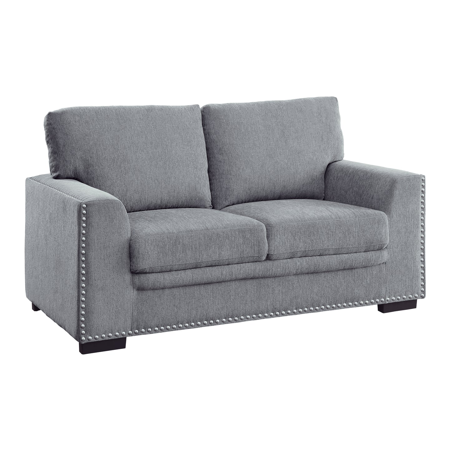 Homelegance Morelia Loveseat in Gray Chenille with Nailhead Trim 9468DG-2