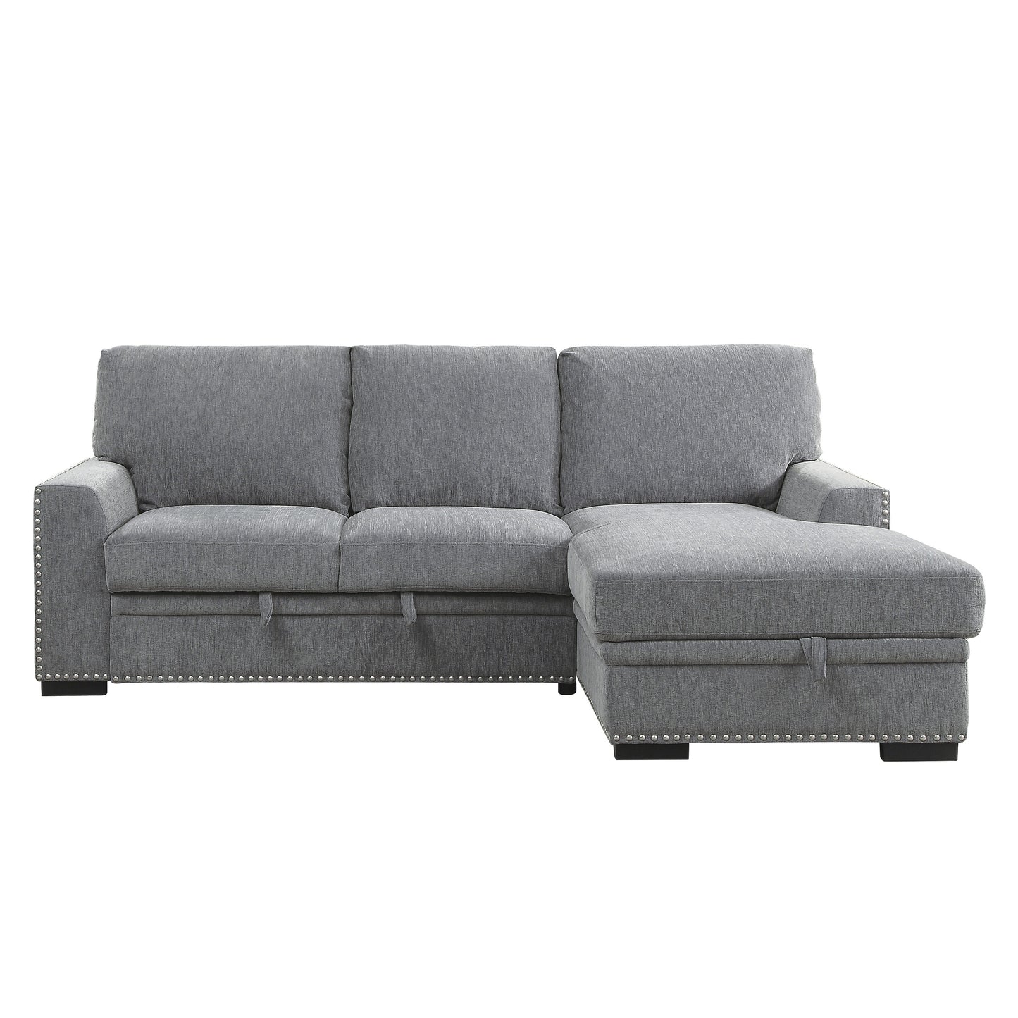 Homelegance Morelia Sectional Sofa Soft Gray Chenille with Pull-Out Bed 9468DG-2RC2L