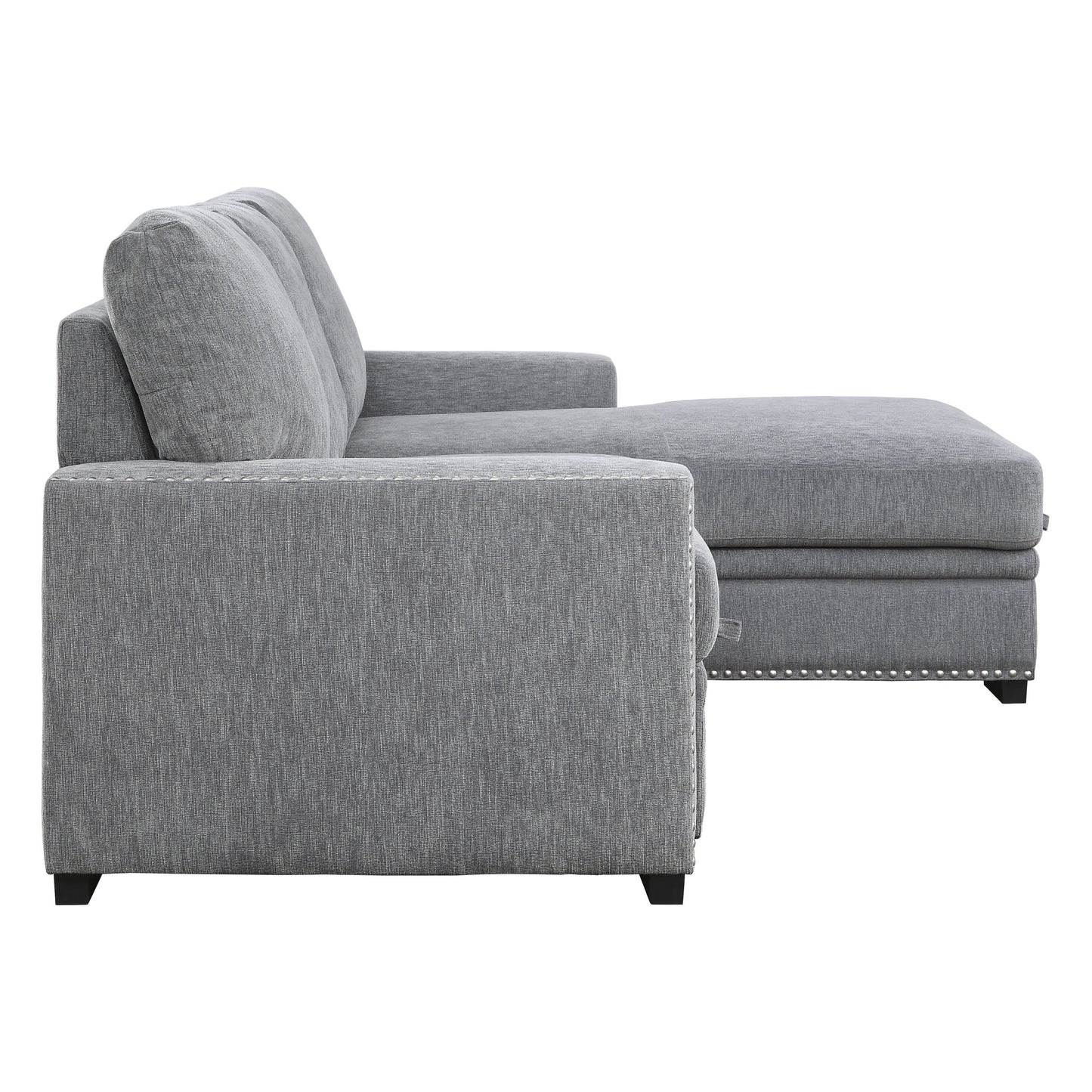 Homelegance Morelia Sectional Sofa Soft Gray Chenille with Pull-Out Bed 9468DG-2RC2L