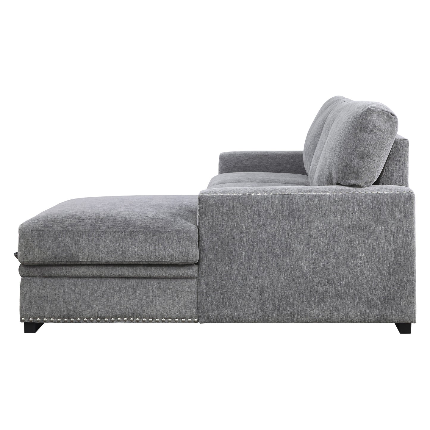 Homelegance Morelia Sectional Sofa Soft Gray Chenille with Pull-Out Bed 9468DG-2RC2L