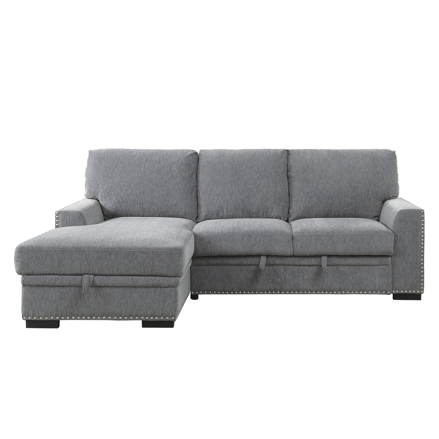 Homelegance Morelia Sectional Sofa Soft Gray Chenille with Pull-Out Bed 9468DG-2LC2R