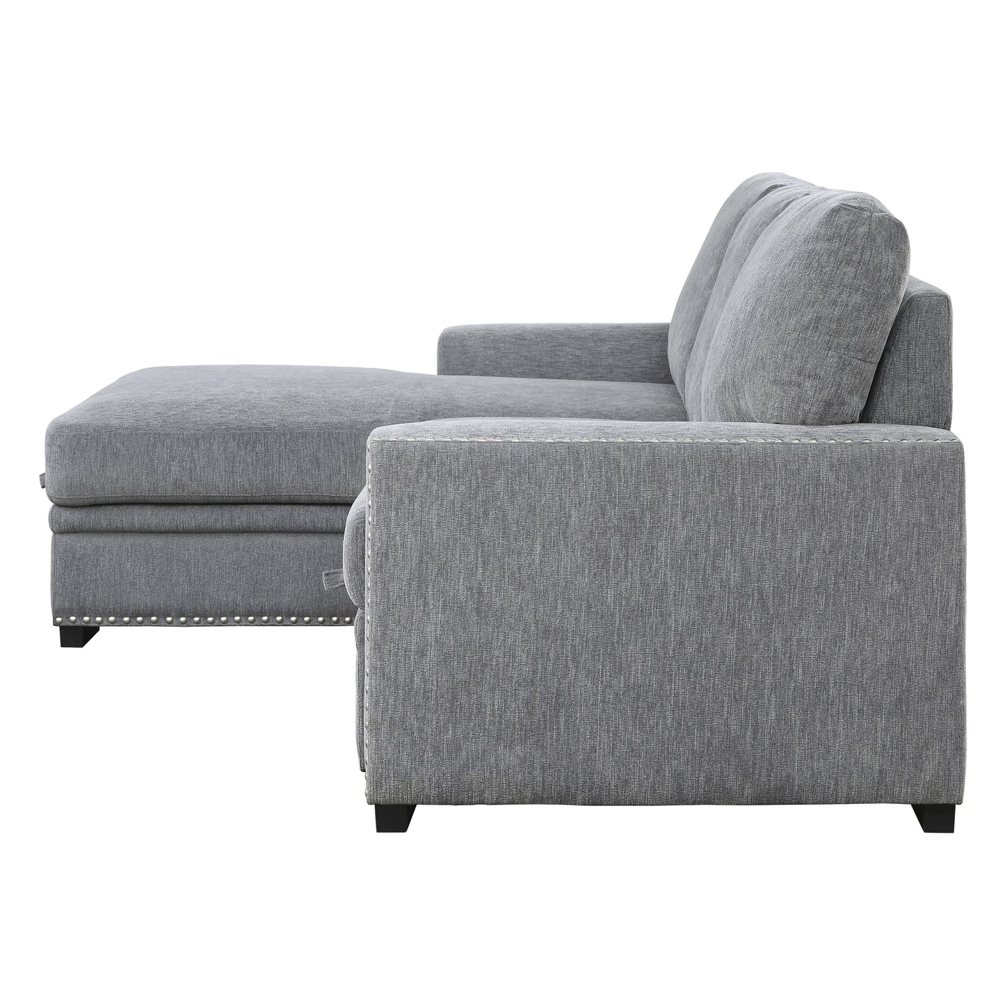 Homelegance Morelia Sectional Sofa Soft Gray Chenille with Pull-Out Bed 9468DG-2LC2R