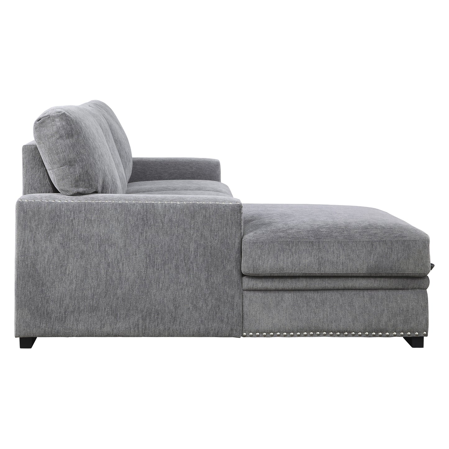 Homelegance Morelia Sectional Sofa Soft Gray Chenille with Pull-Out Bed 9468DG-2LC2R