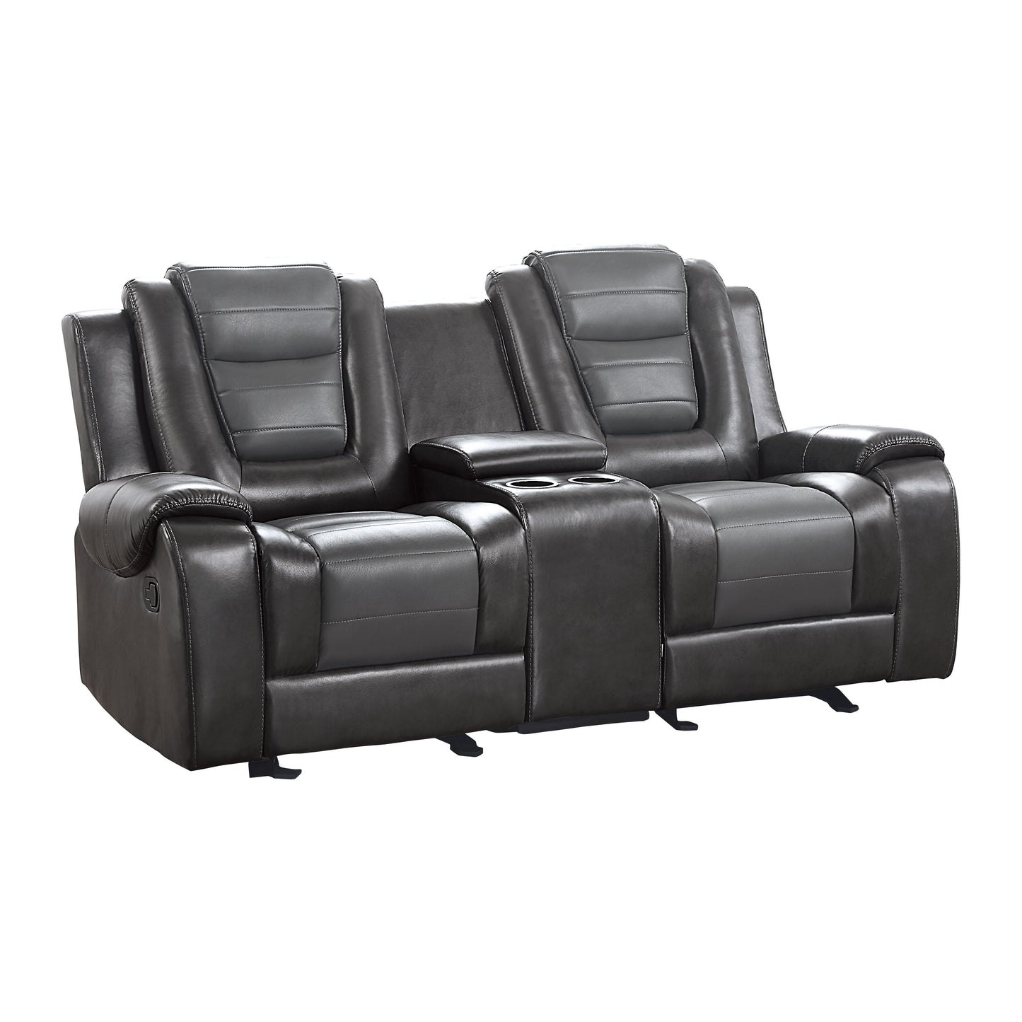 Homelegance Briscoe Loveseat Glider Reclining in 2-tone Light Gray and Dark Gray 9470GY-2
