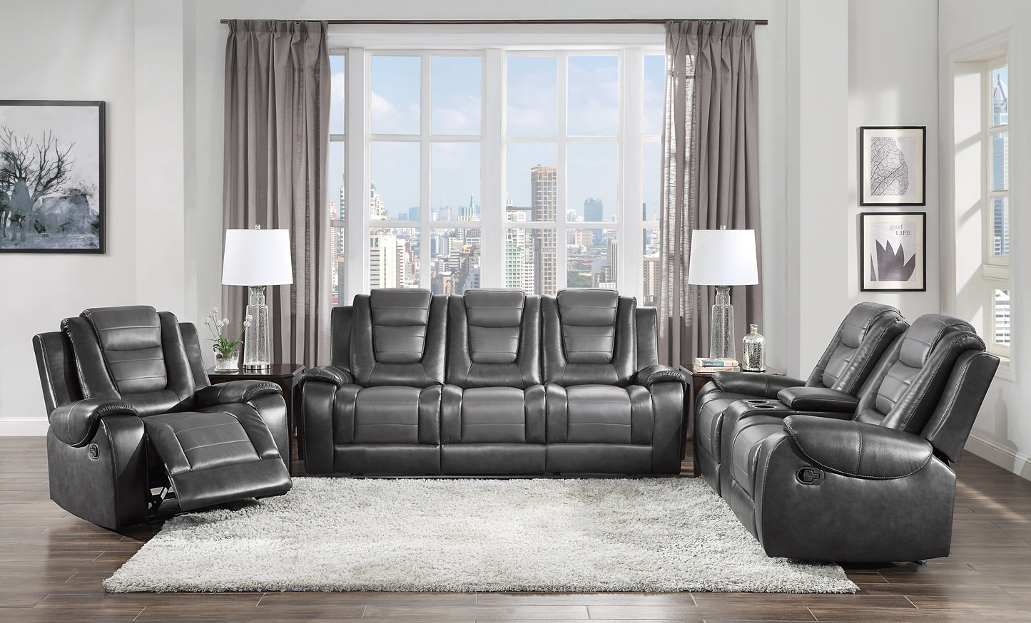 Homelegance Briscoe Glider Recliner Chair in Two-Tone Gray 9470GY-1