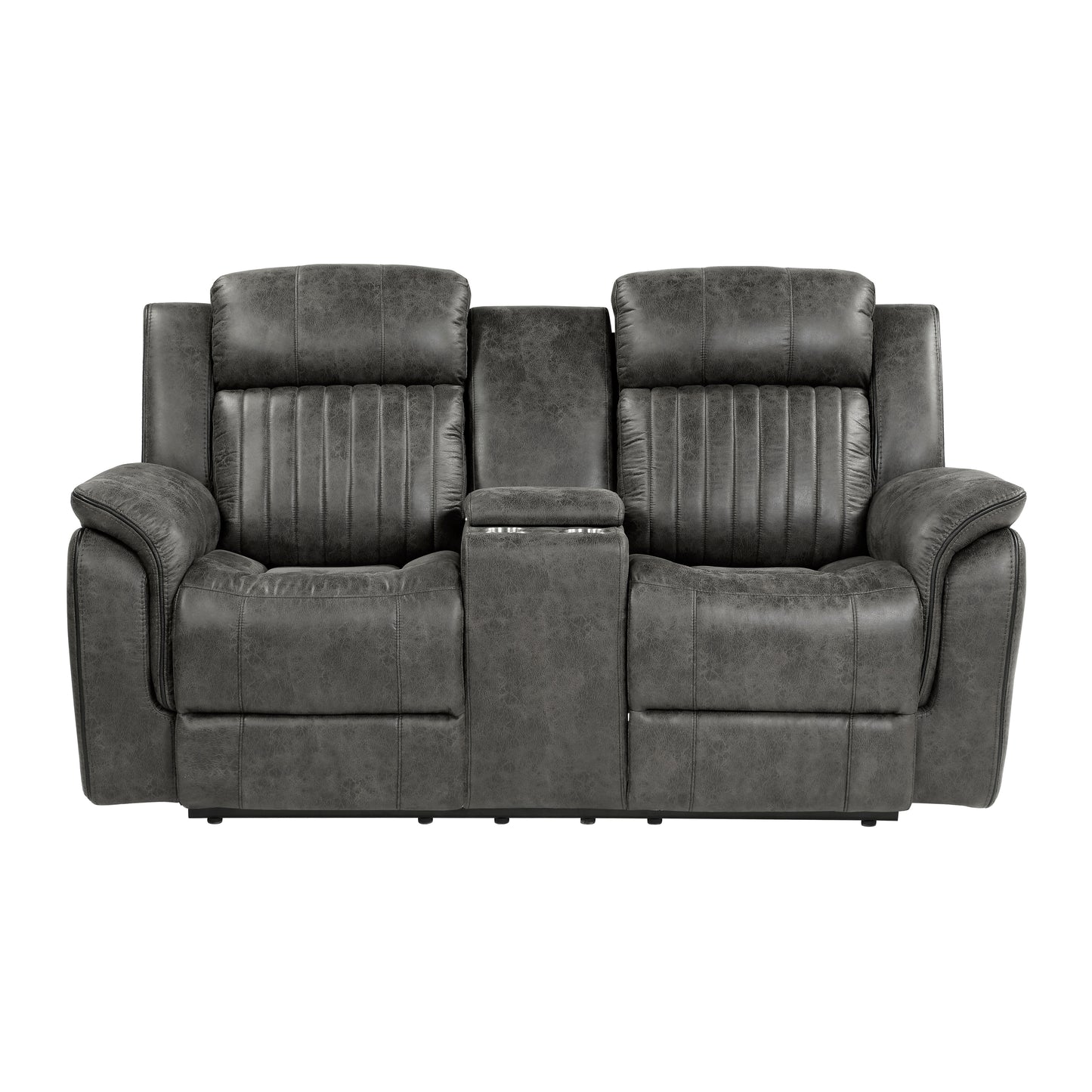 Homelegance Centeroak Loveseat Reclining with Center Console in Brownish Gray 9479BRG-2