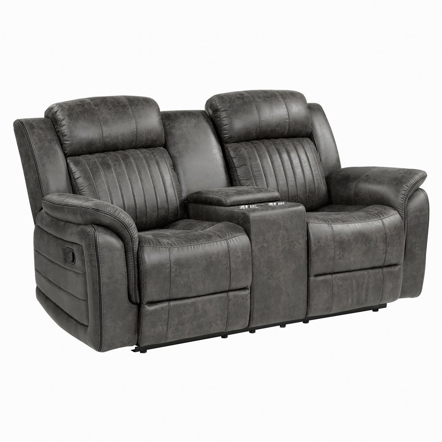 Homelegance Centeroak Loveseat Reclining with Center Console in Brownish Gray 9479BRG-2