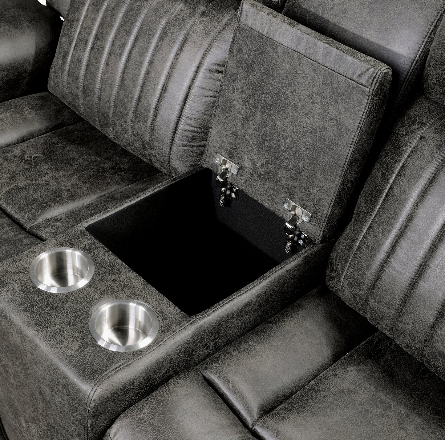 Homelegance Centeroak Loveseat Reclining with Center Console in Brownish Gray 9479BRG-2