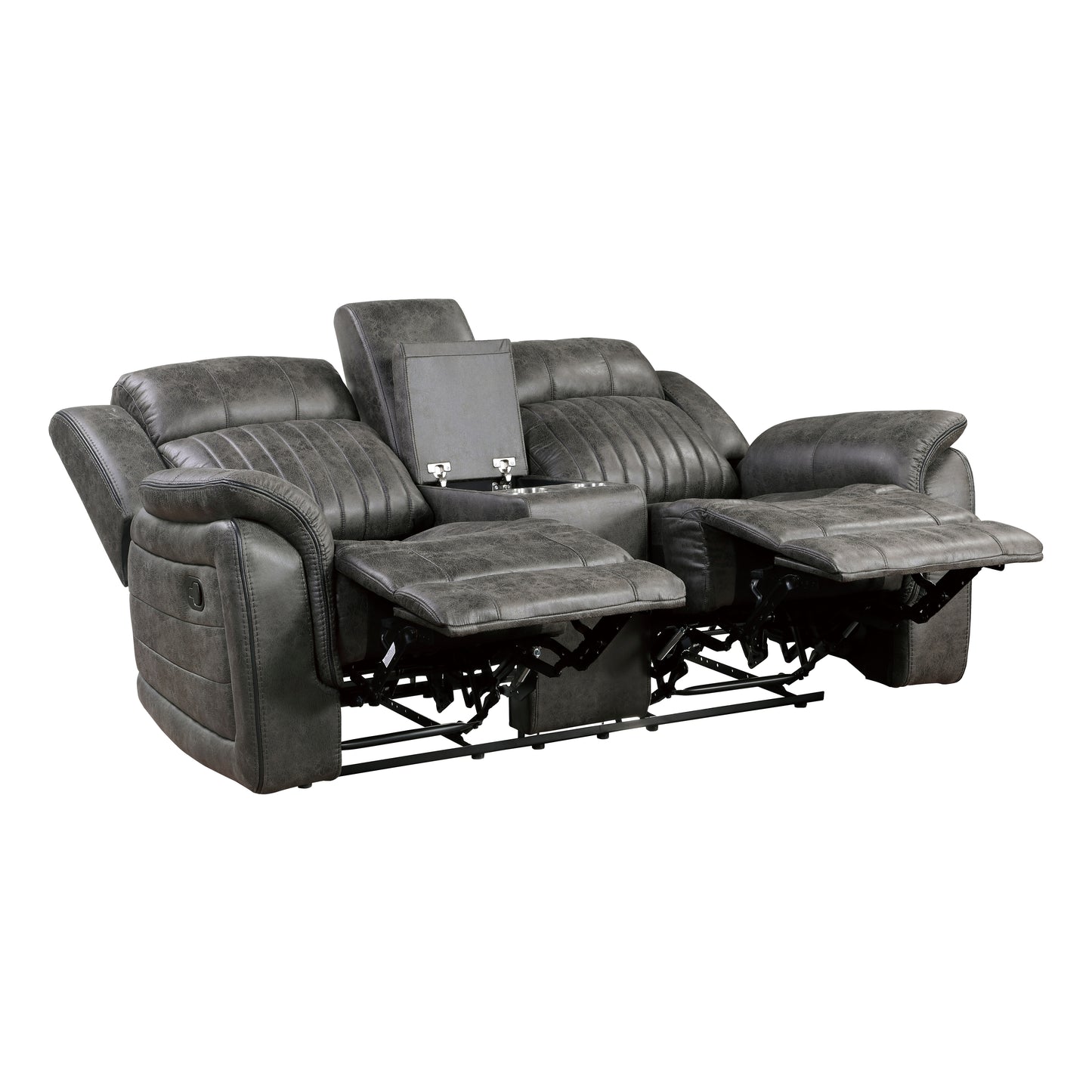 Homelegance Centeroak Loveseat Reclining with Center Console in Brownish Gray 9479BRG-2