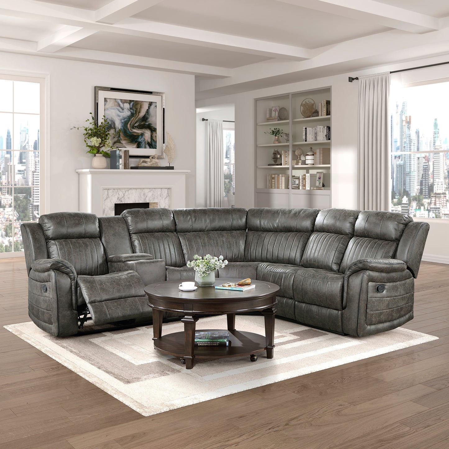 Homelegance Centeroak Sectional Sofa in 9479BRG-SC for Stylish Comfort