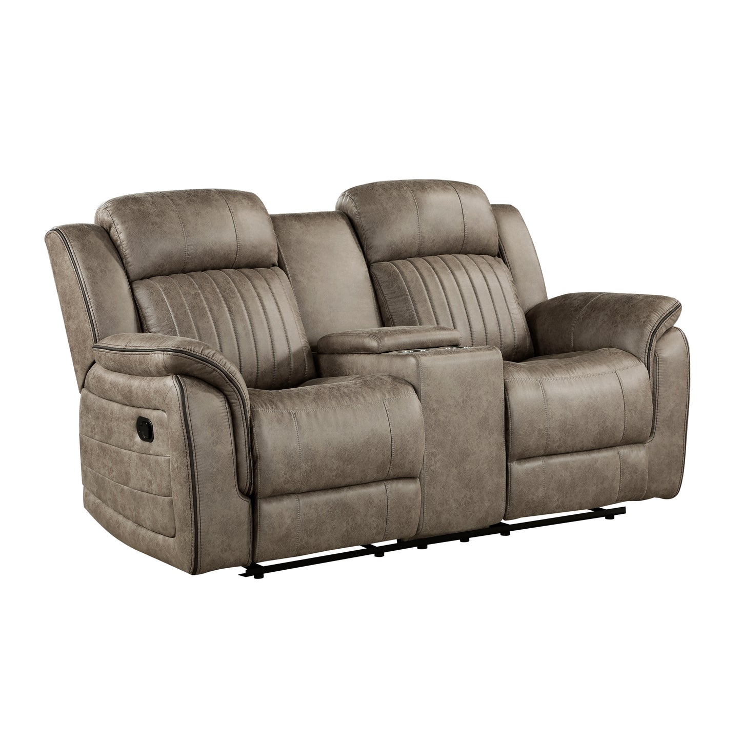 Homelegance Centeroak Loveseat Sandy Brown Reclining with Center Console 9479SDB-2